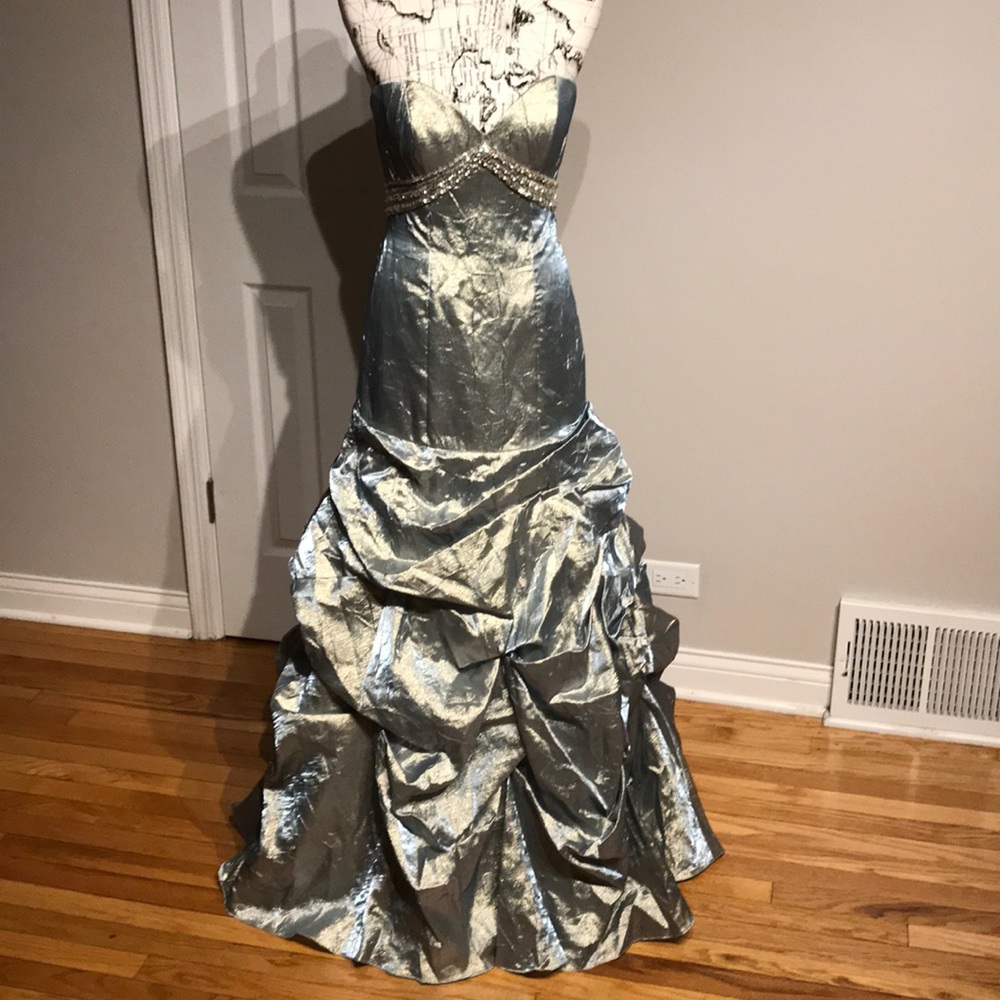 👹NWOT Iridescent Mermaid Renascence y2k corset Formal Evening Gown holographic